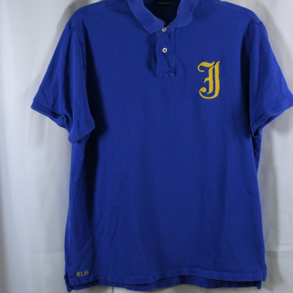 Polo Ralph Lauren‎ RL19 Custom Slim Fit Blue Polo Shirt Mens Large J Patch